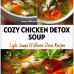 Bowl of chicken vegetable detox soup with fresh herbs, ideal for Low Carb Soup Recipes and Keto Cooking.